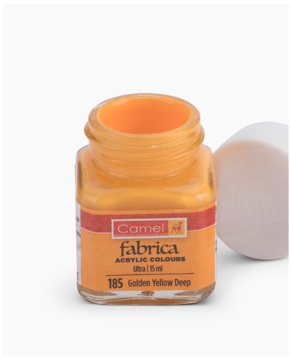 Camel Fabrica Acrylic Colours, Individual bottle of Golden Yellow Deep in 15 ml